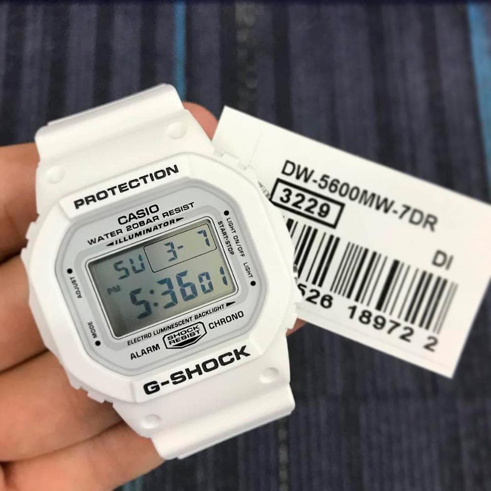 Ripley - RELOJ CASIO G-SHOCK DW5600MW-7 PARA HOMBRE DIGITAL LUZ DE FONDO  ACUÁTICO 200M - BLANCO