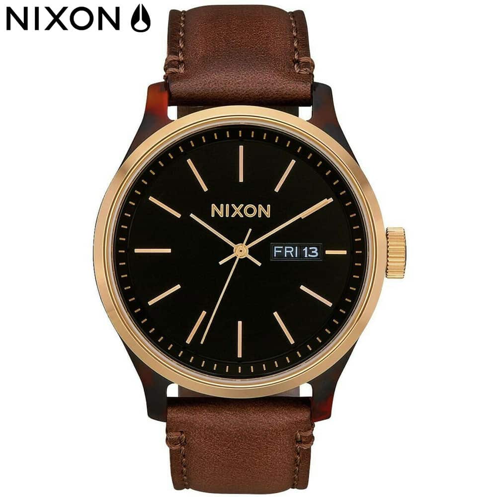 Nixon A2431113-00 – Orologio Uomo: Cassa In Acciaio Inox, Quadrante Bianco, Cinturino In Pelle Marrone, Movimento Al Quarzo, 48mm, 100m Water Resistant